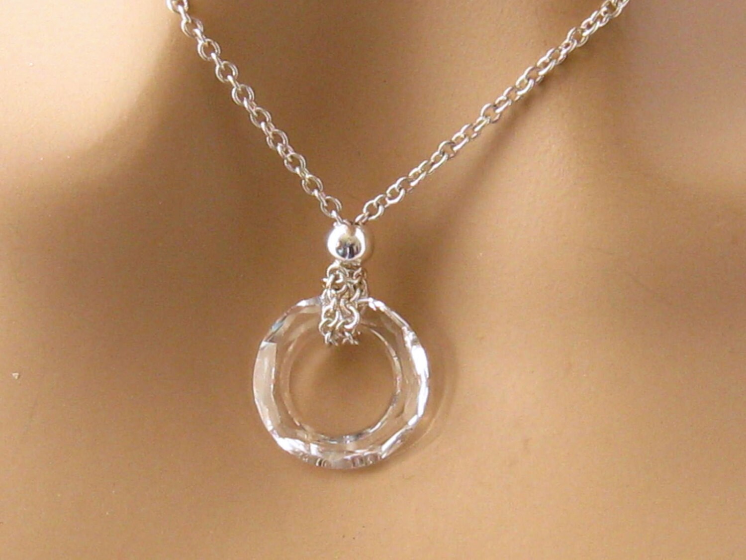 Eternity Necklace Clear Swarovski Crystal Cosmic Ring