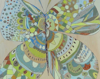 Butterfly Jennifer Mercede painting 12x12in Earth Fly