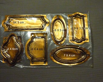 SET OF 6 LABELS GAUFREES ANTIQUE GOLD
