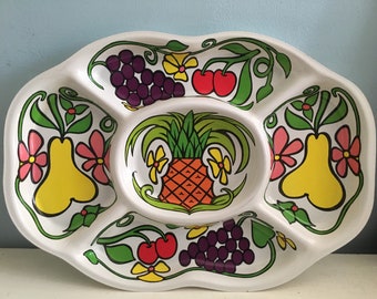 Kitche Plastic Retro Plastic Serving Tray 70's