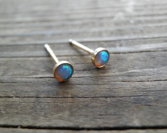 Opal Earrings, Opal Stud Earrings, White Opal Studs, Blue Opal Stud Earrings, Blue Opal Earrings ,silver stud earrings ,october birthstone
