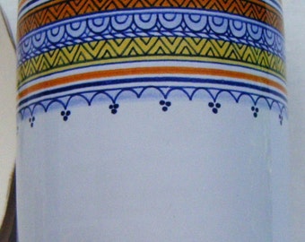 Boschi Faience Beautiful Vase With Blues Orange Yellow and White
