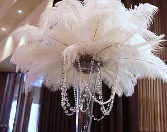 USA Store! 1-100 pcs White Drab Ostrich Feathers 13-16",wedding table centerpiece,decoration,ostrich centerpiece, feather centerpiece.