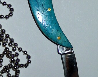 Rough rider Turquoise wood Pocket knife Pendant