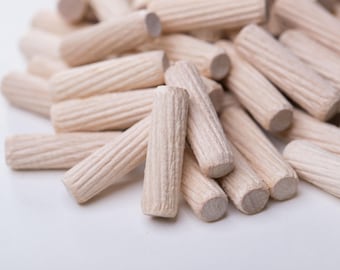 200 Pcs Wooden Dowels Pins M8 x 30mm Furniture Hardware Inclined line Round