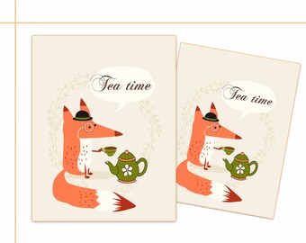 Unique Poster "Time Tea", Printable poster, paper accessories, paper poster, instant donlownd, digital art