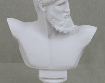 ZEUS King Of Gods Greek Roman Bust Head Alabaster Statue Sculpture 6.3"