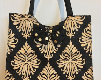 Elegant black and gold Tote or Purse-#1057