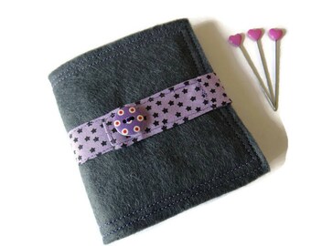 Needle Book - Dark Grey Felt Needle Case - Felt Needle Case - Sewing Needle Case - Hand Sewing Needle Case - Needle Book