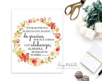 SPANISH Psalm 1004 Salmos 100 4 Texto Biblico Printable Scripture Wall Art Christian Cristiano Carteles DIGITAL SPANISH Psalm 1004 Salmos 100 4 Texto Biblico Printable Scripture Wall Art Christian Cristiano Carteles DIGITAL