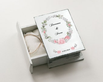 White Ring Box, Wedding Ring Box, Personalized Ring Bearer Box, Еngagement box, Proposal Box, Ring Holder, Custom Ring Box, Floral Ring Box