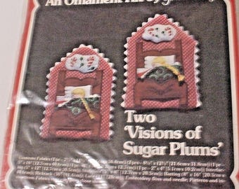Vintage Yours Truly Christmas Ornament Kit - Two Visions of Sugar Plums 1981 New in Package