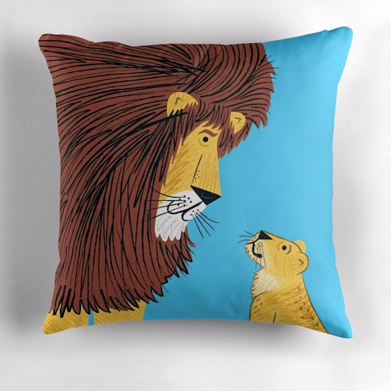 Listen To The Lion - cushion cover / throw pillow cover including insert - by Oliver Lake iOTA iLLUSTRATiON
