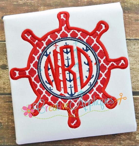 Download Captain Ship Wheel Monogram Digital Machine Embroidery