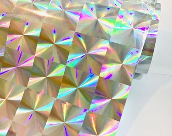 Silver 1.5" Mosaic Holographic 12 inch x 10 feet, Craft & hobby Cutting Vinyl Film,