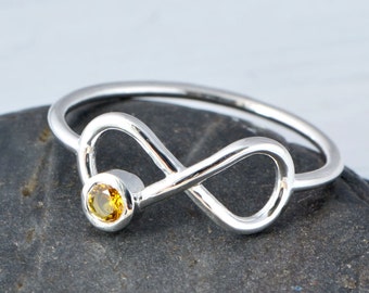 Citrine Ring, November Birthstone Ring, Infinity Ring, Yellow Gemstone Ring, Citrine Jewelry, November Birthstone Jewelry, November Birthday