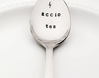 Harry Potter "Accio Tea" w/ Lightning Bolt | Harry Potter Stamped Spoon, Harry Potter Gift, Harry Potter Mug Accessory Harry Potter Kitchen