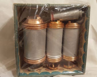 Vintage 1950 Vintage Kitchen Cooky Pastry Kit, Aluminum, Brass, 4 Cookie Presses and Accessories, Free Shipping