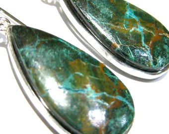 chrysocolla earrings silver 925%