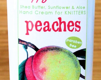 Scented Shea Butter Hand Lotion - Peaches Fruit Fragrance - Hand Cream for Knitters Happy Hands Knitting