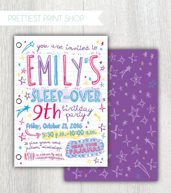 Party Invitations To Print At Home Sleep Over 3