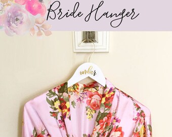 Bride Hanger Personalized Bride Hanger Gold & White Bride Hanger Wedding Dress Mrs Hanger Bride Gift (EB3169)