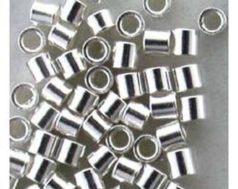 Sterling Silver-Crimp Tubes-1.1x1.1mm with 0.6mm HOLE (PKG/50)(585S-52)