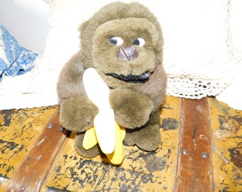 Ape Monkey with his Banana 1989 Monkey, Stuffed Monkey, toy monkey, Vintage Stuffed Toys, Vintage Plush Toys, Stuffed Animals