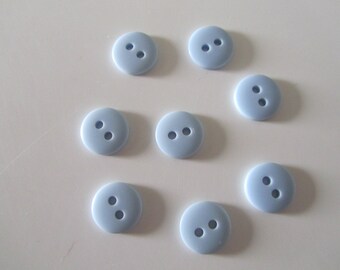 set of 8 sky blue round buttons - 2 hole - 12 mm - created Pecam