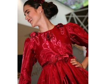 1960s Vintage red organza dress