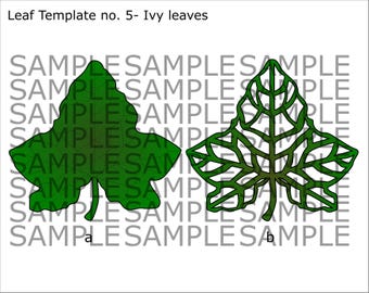 SVG and PDF Printable Digital Leaf - Template # 5 Ivy leaf - 2 kinds - Cricut and print Ready- Adjustable