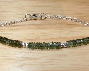 Genuine Moldavite Sterling Silver Bracelet