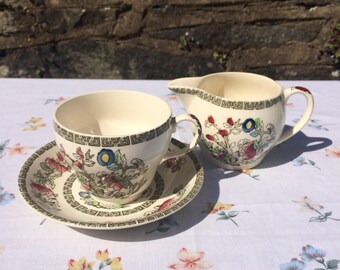 Johnson Bros Indian Tree Tea Set / Teacup & Saucer / Milk jug
