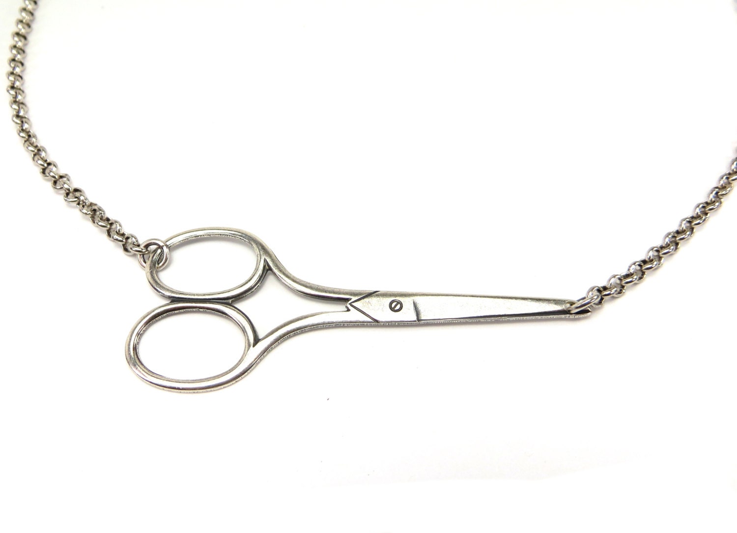 Steampunk Shears Necklace Sideways Scissor Necklace Sterling