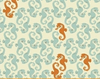Mendocino by Heather Ross - Sea Horses in Light Blue (40941-7) - 1 Yard