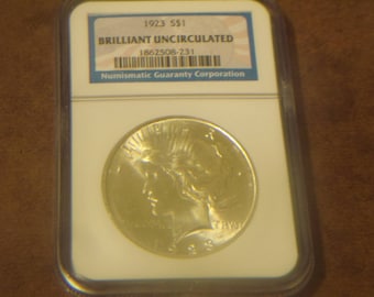 NGC Graded BU 1923 P Peace Silver Dollar