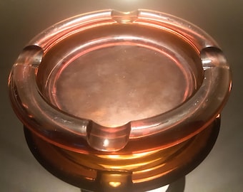Vintage Mid Century Amber Glass Ash Tray Ashtray Trinket Dish Candy Dish