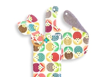 Combo <<Baby Woodland Hedgehog Flowers>>Burp Cloth/Bib/Teether/Teal//Blue//Yellow//Pink//Purple//Green//Orange//Red//Gray