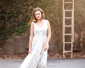 Silver Brocade Maxi Dress