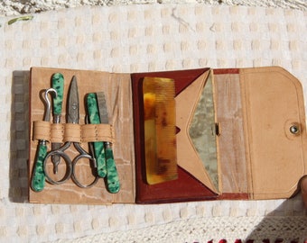 Antique French travel manicure and sewing set