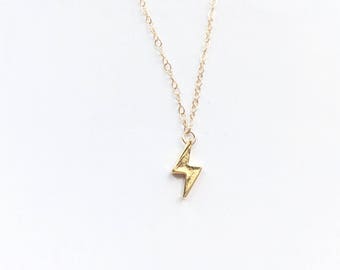 Dainty Gold Filled Lightning Bolt Necklace