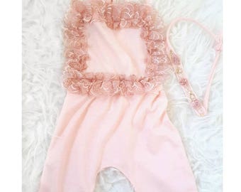 Sitter 6-12m photography prop outfit. Ready to send. Pink girls set.