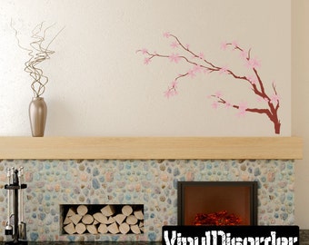 Floral Tree Branch Wall Decal - Wall Fabric - Vinyl Decal - Removable and Reusable - FloralBranchUScolor011ET