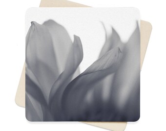 Paper Coaster, Set of 6 Square Coasters, Ethereal Flower Coaster, Disposable Coaster, Gift under 20, Beverage Coaster, Floral Drink Coaster