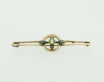 A 9ct Gold Peridot And Seed Pearl Brooch SKU951
