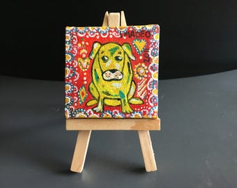 Original miniature painting of a dog