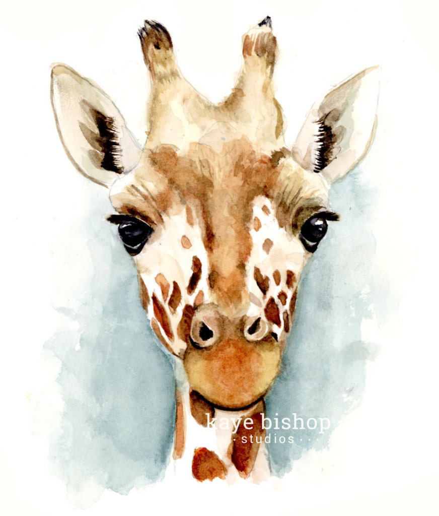 Giraffe Watercolor Painting Jungle Animal Art Animal Wall