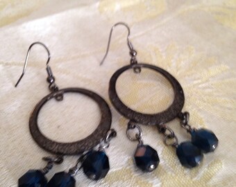 Black Chandelier Hoop Earrings