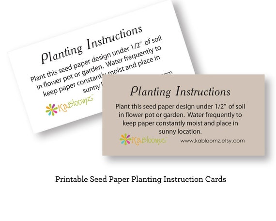 DIY Printable Seed Paper Planting Instructions Add On to
