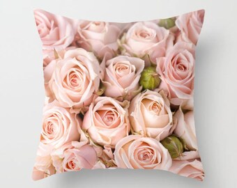 Pink Rose Throw Pillow, Rose Accent Pillow, Blush Pink Pillows, Roses Pillow, Pink Accent Pillow, Pink Floral Pillow, Flower Throw Pillow